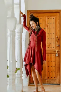 The TwoSisters Plus Size|Gypsy-Elven Pixie Dress Marroon Rood