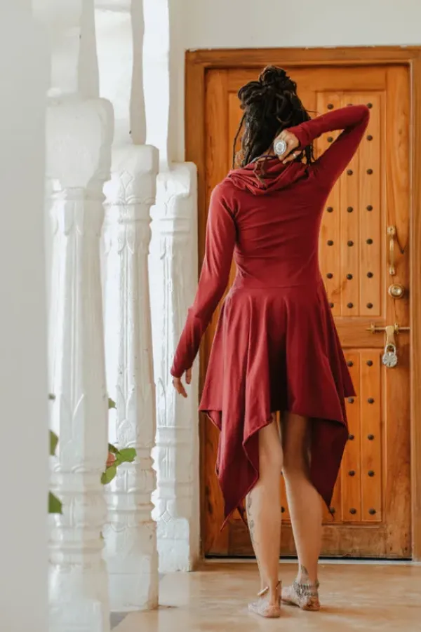 The TwoSisters Plus Size|Gypsy-Elven Pixie Dress Marroon Rood