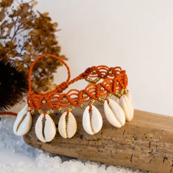 The TwoSisters Enkelbandjes-Enkelbandje Macramé Kauri oranje