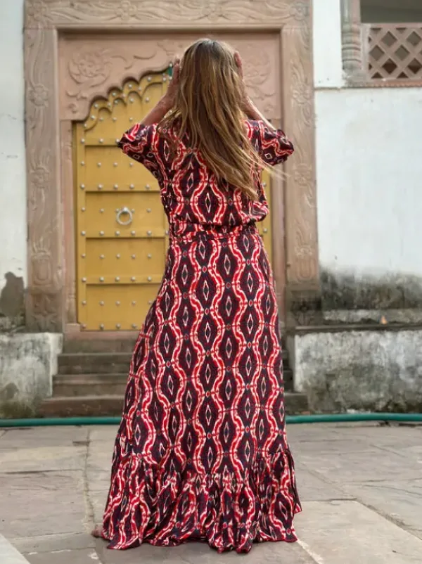 The TwoSisters Ibiza|Flamenco-Flamenco Rok & Blouse Rood