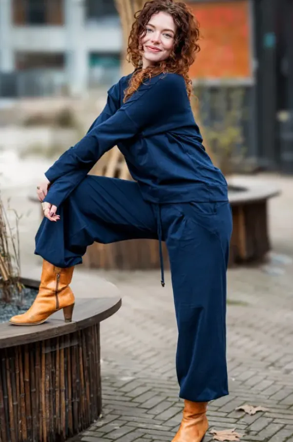 The TwoSisters Broeken|Broeken En Legging-Flow Pant Marineblauw