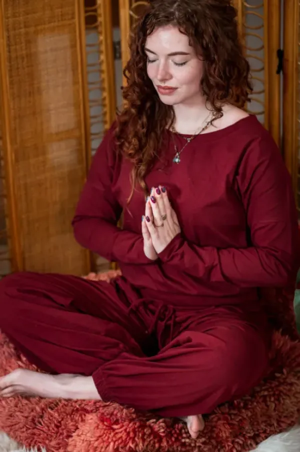 The TwoSisters Broeken|Broeken En Legging-Flow Pant Marroon rood