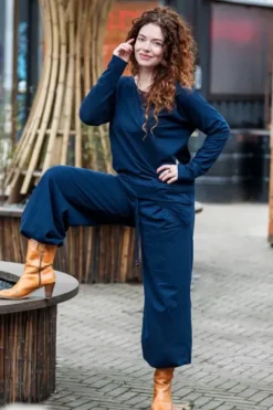 The TwoSisters Tops|Lange Mouw-Flow Sweater Marine