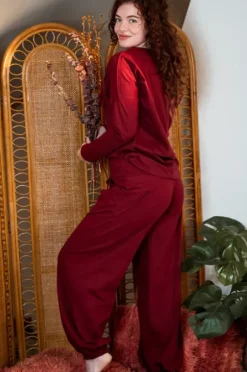 The TwoSisters Tops|Lange Mouw-Flow Sweater Marroon rood