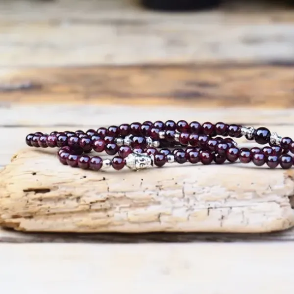 The TwoSisters Kettingen|Buddhist Malas-Garnet Buddha Mala