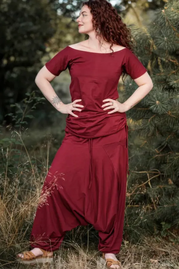 The TwoSisters Broeken|Broeken En Legging-Harmonia Harem Pant Marroon Rood