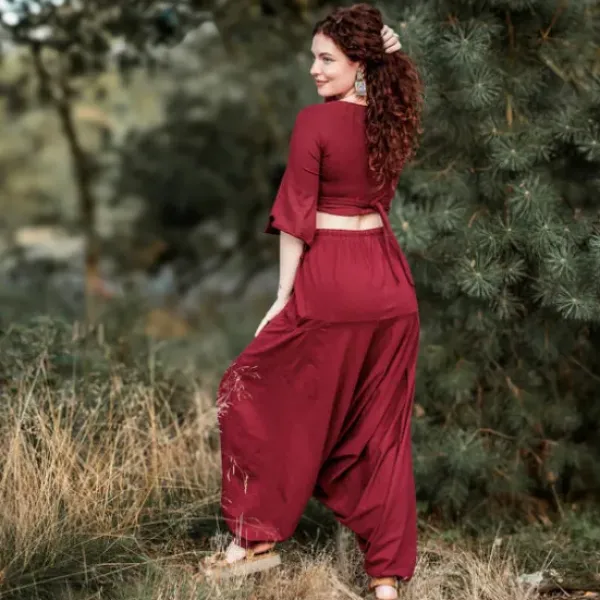 The TwoSisters Broeken|Broeken En Legging-Harmonia Harem Pant Marroon Rood