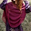 The TwoSisters Plus Size-Hooded Poncho Marroon