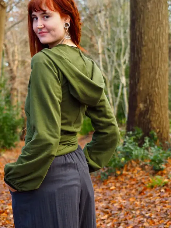 The TwoSisters Tops|Plus Size-Hooded Vest Sweater Groen