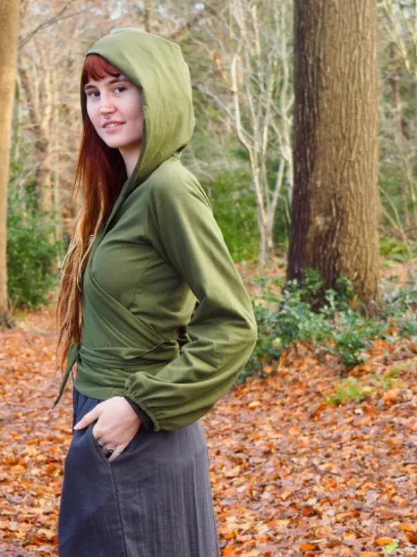 The TwoSisters Tops|Plus Size-Hooded Vest Sweater Groen