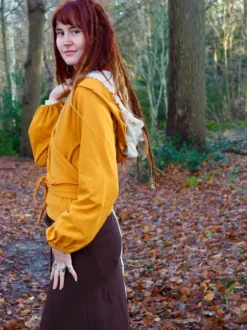 The TwoSisters Tops|Plus Size-Hooded Vest Sweater Oker