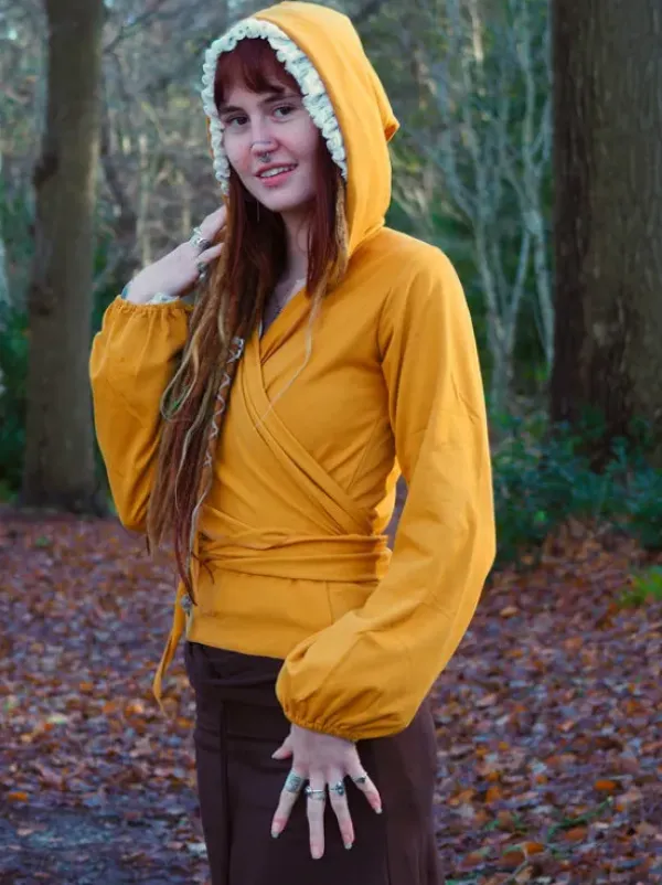 The TwoSisters Tops|Plus Size-Hooded Vest Sweater Oker