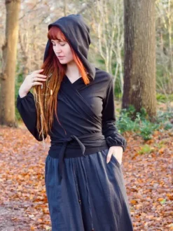 The TwoSisters Tops|Plus Size-Hooded Vest Sweater Zwart
