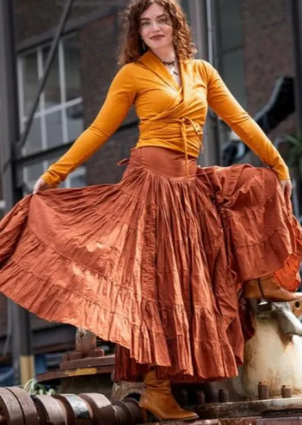 The TwoSisters Tops|Plus Size-Iris Top Oranje/ Oker