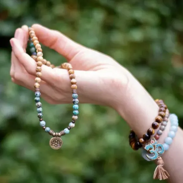 The TwoSisters Kettingen|Buddhist Malas-Jasper Lotus mala