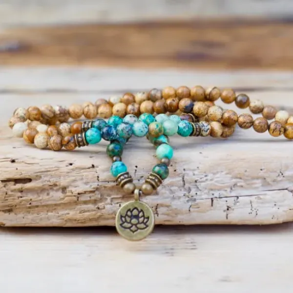 The TwoSisters Kettingen|Buddhist Malas-Jasper Lotus mala