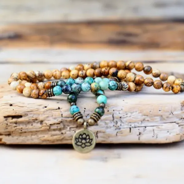 The TwoSisters Kettingen|Buddhist Malas-Jasper Lotus mala