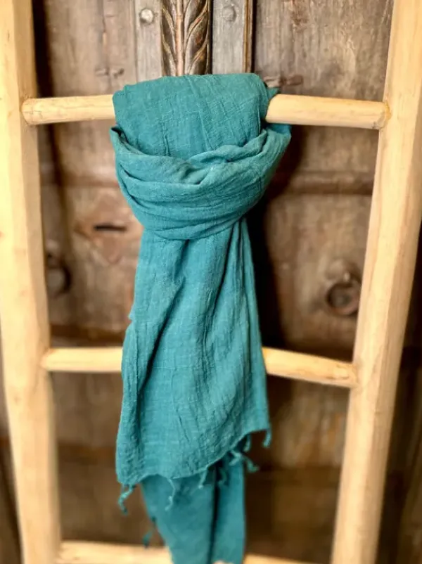 The TwoSisters Sjaals|Nomad Chic Collectie-Katoenen Sjaal Smaragd Groen