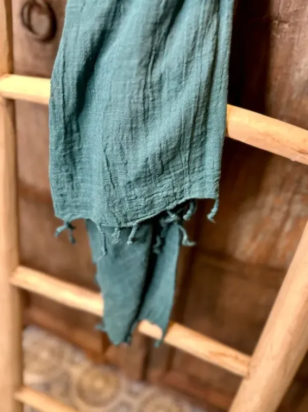 The TwoSisters Sjaals|Nomad Chic Collectie-Katoenen Sjaal Smaragd Groen