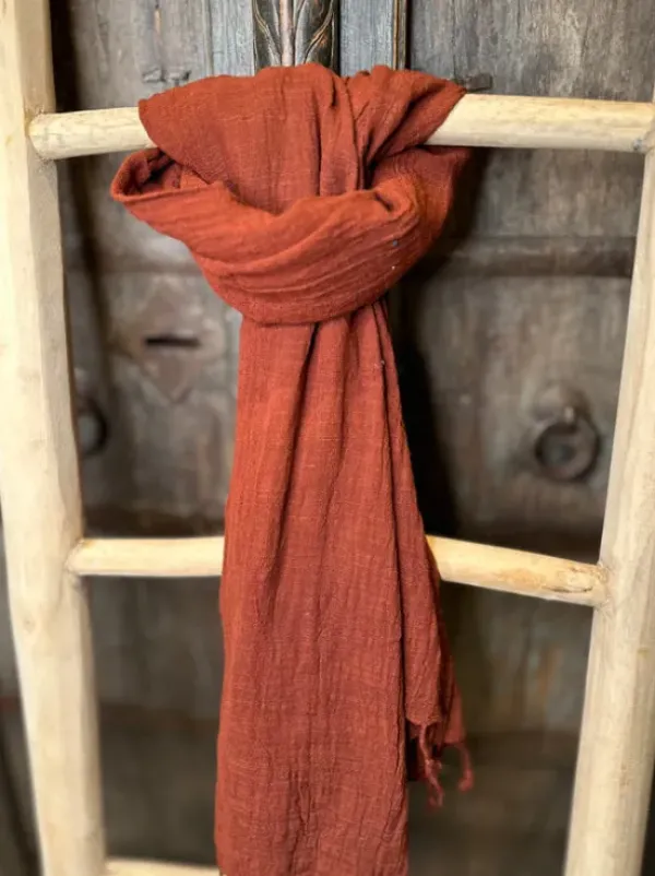 The TwoSisters Sjaals|Nomad Chic Collectie-Katoenen Sjaal Terracotta