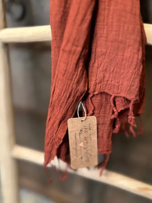 The TwoSisters Sjaals|Nomad Chic Collectie-Katoenen Sjaal Terracotta