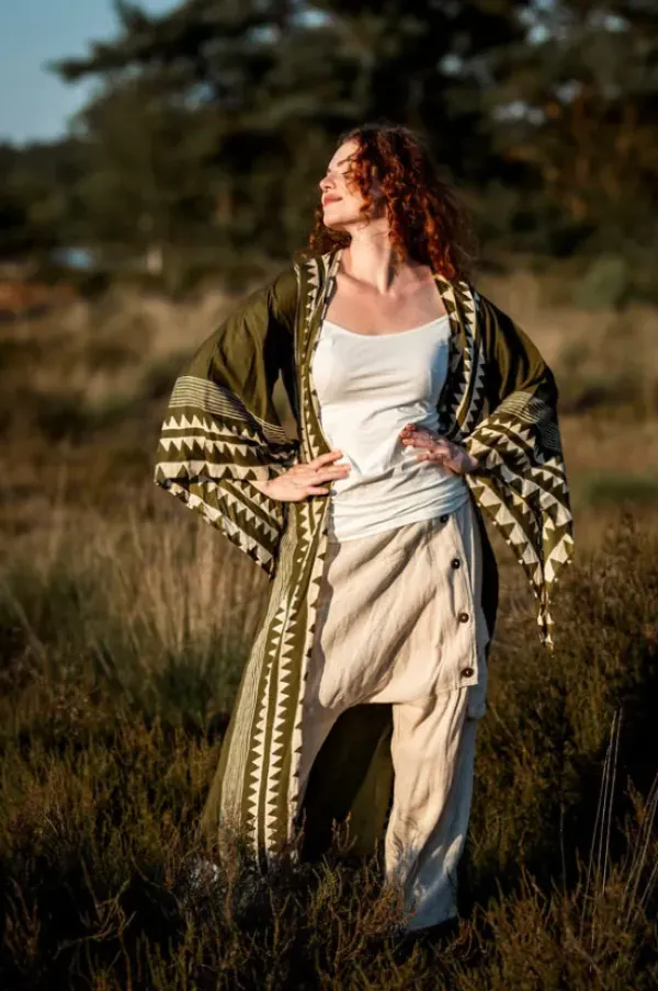 The TwoSisters Kaftan-Kimono Jurk Zahara Groen