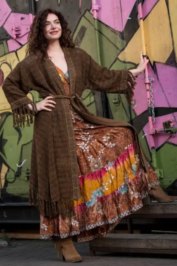 The TwoSisters Plus Size-Layla Kimono Warm bruin
