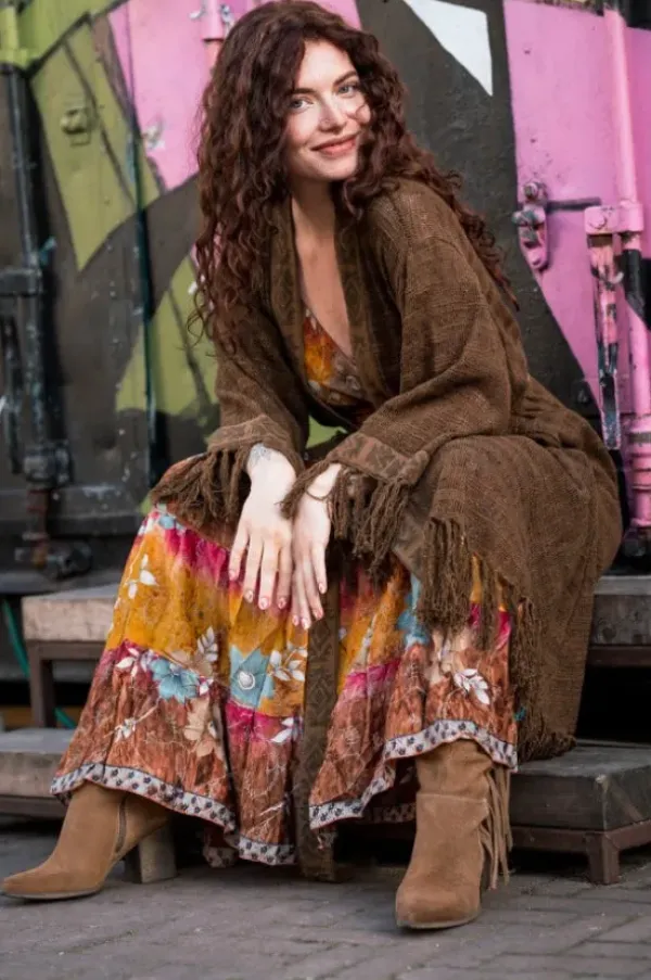 The TwoSisters Plus Size-Layla Kimono Warm bruin