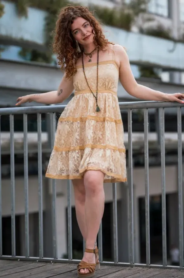 The TwoSisters Gypsy|Zomer-Litha Dress kort gebroken wit