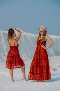The TwoSisters Gypsy|Zomer-Litha Dress kort marroon rood