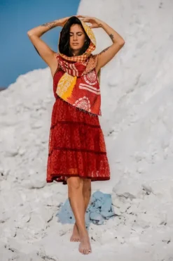 The TwoSisters Gypsy|Zomer-Litha Dress kort marroon rood