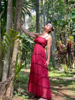 The TwoSisters Gypsy|Zomer-Litha Dress Lang Marroon Rood