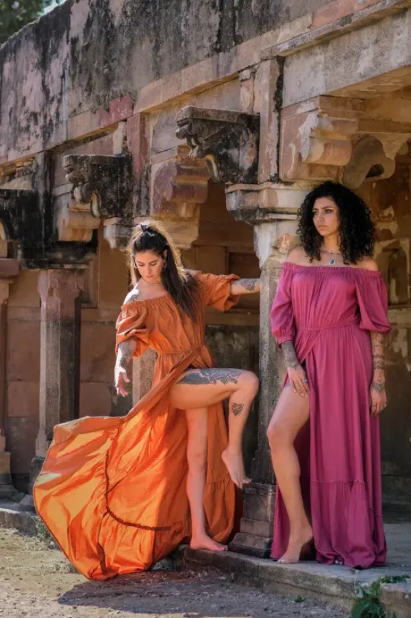 The TwoSisters Zwangerschapsjurk|Bohemian Trouwjurken-Luna Dress Oranje