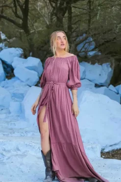 The TwoSisters Zwangerschapsjurk|Bohemian Trouwjurken-Luna Dress Oud Roze