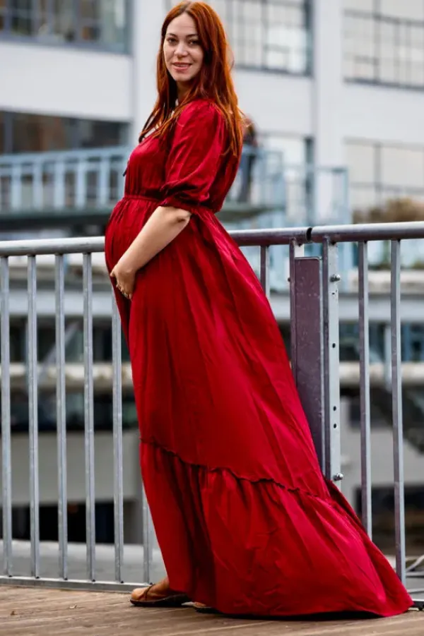 The TwoSisters Zwangerschapsjurk|Bohemian Trouwjurken-Luna Dress Rood