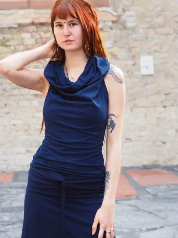 The TwoSisters Tops|Zomer-Luna Top Hoodie Marine