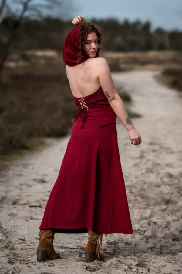 The TwoSisters Tops|Zomer-Luna Top Hoodie Marroon rood