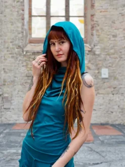 The TwoSisters Tops|Zomer-Luna Top Hoodie Petrol