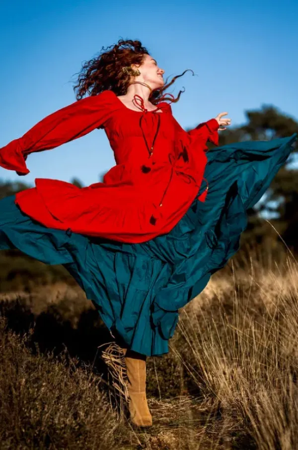 The TwoSisters Plus Size|Plus Size-Midi Vaiana Dress Knalrood