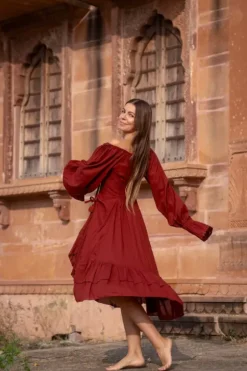 The TwoSisters Plus Size|Plus Size-Midi Vaiana Dress Warm Rood