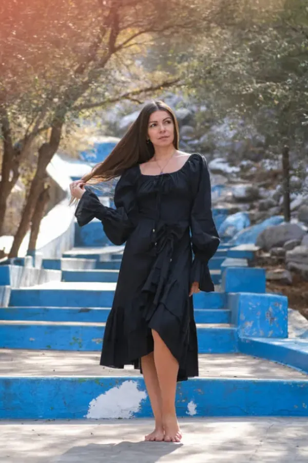 The TwoSisters Plus Size|Plus Size-Midi Vaiana Dress Zwart