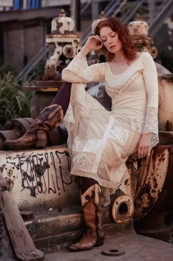 The TwoSisters Bohemian|Bohemian Jurken-Morgana Boho Jurk Gebroken wit