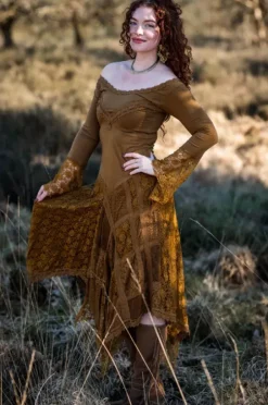 The TwoSisters Bohemian|Bohemian Jurken-Morgana Boho Jurk Lichtbruin