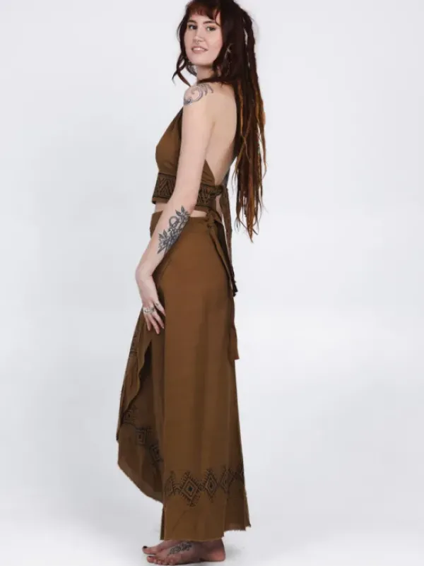 The TwoSisters Nomad Chic Collectie|Ibiza-Mystic Mesa Omslagrok Bruin