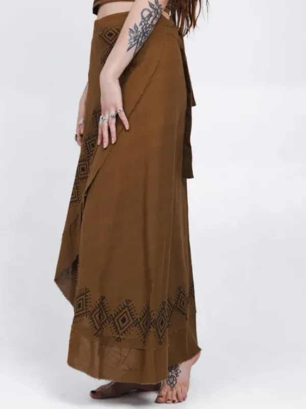 The TwoSisters Nomad Chic Collectie|Ibiza-Mystic Mesa Omslagrok Bruin