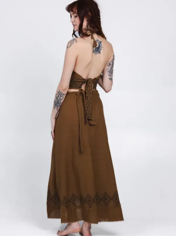 The TwoSisters Nomad Chic Collectie|Ibiza-Mystic Mesa Omslagrok Bruin