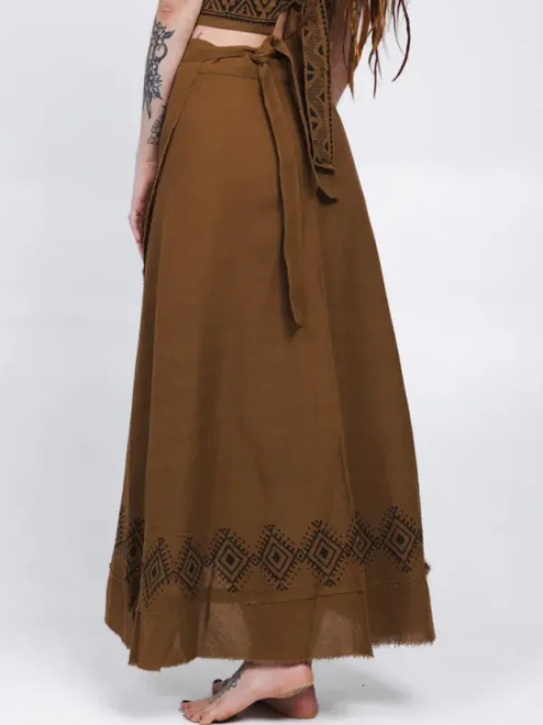 The TwoSisters Nomad Chic Collectie|Ibiza-Mystic Mesa Omslagrok Bruin