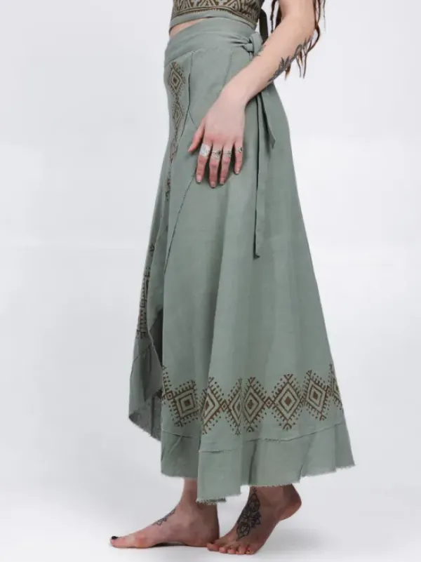 The TwoSisters Nomad Chic Collectie|Ibiza-Mystic Mesa Omslagrok Jadegroen