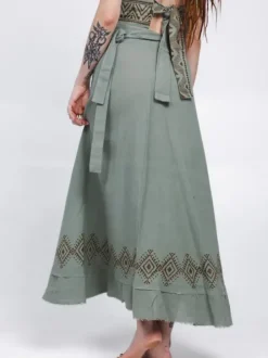 The TwoSisters Nomad Chic Collectie|Ibiza-Mystic Mesa Omslagrok Jadegroen