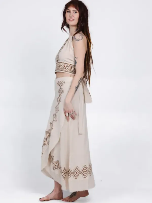 The TwoSisters Nomad Chic Collectie|Ibiza-Mystic Mesa Omslagrok Off White
